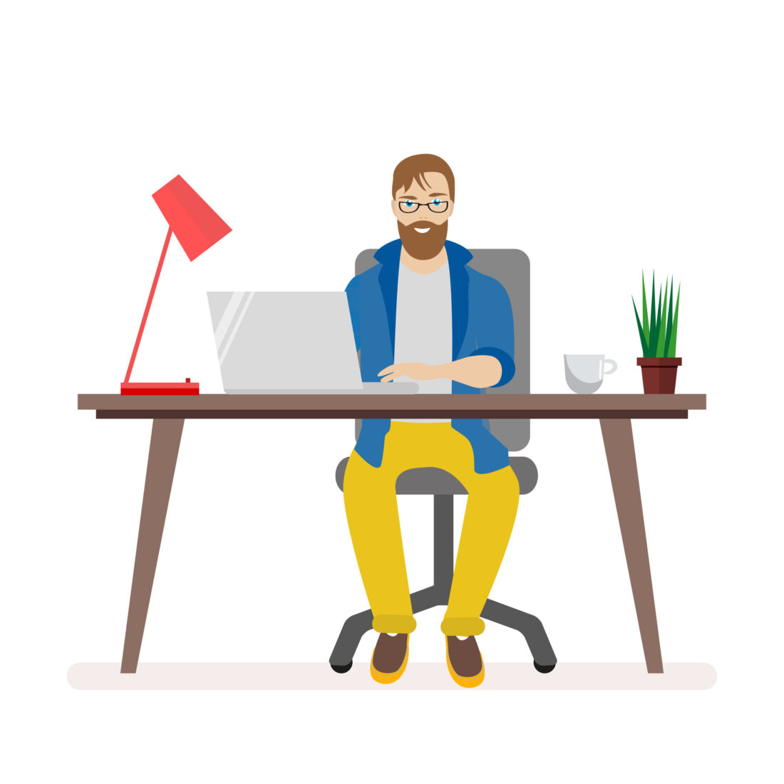 Man Working from Home Vector