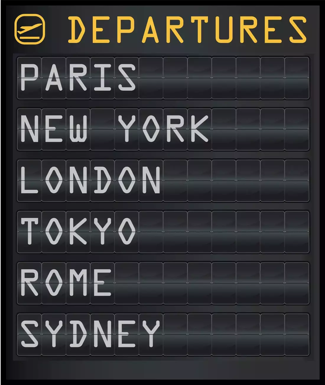 Departures on Board Vector