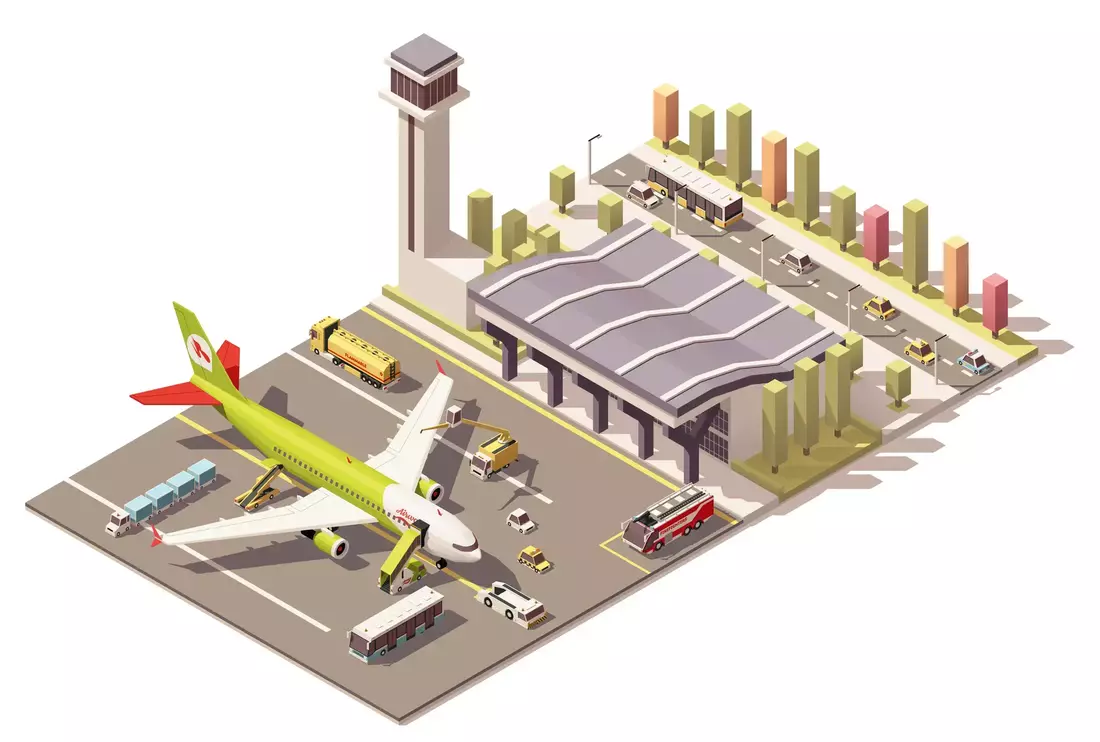 Plane at Airport Isometric